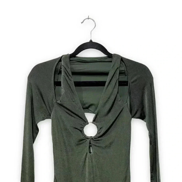 NWT Lovers + Friends Marais Cutout Mini Dress Shrug in Olive Green Size XS - Picture 6 of 11